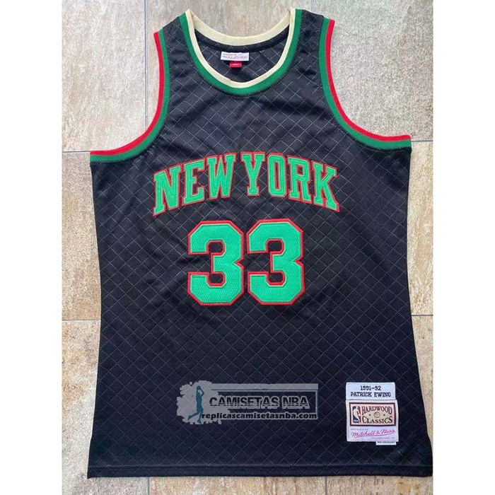 Camiseta New York Knicks Patrick Ewing NO 33 Mitchell & Ness 1991-92 Negro
